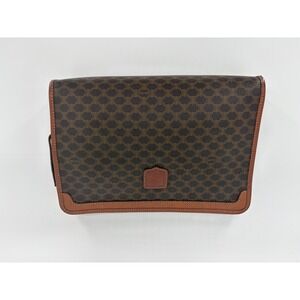Authentic Vintage Celine Macadam Monogram Zip Portfolio Clutch Bag Italy